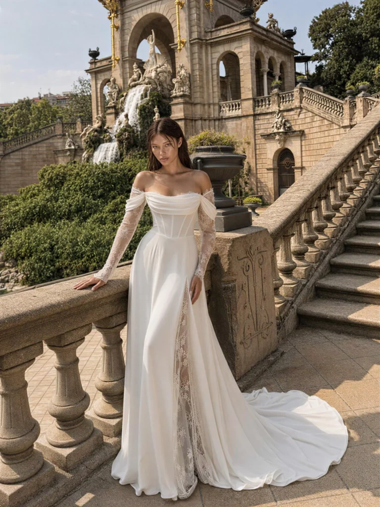 vestido-novia-itara-sedkaatelier-crepé-escotedrapeado-espaldacorsé-frente-sedkanovias